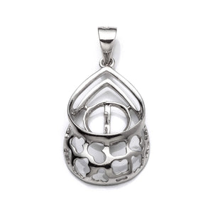 Pear Pendant with Cup and Peg Mounting and Bail in Sterling Silver 7mm