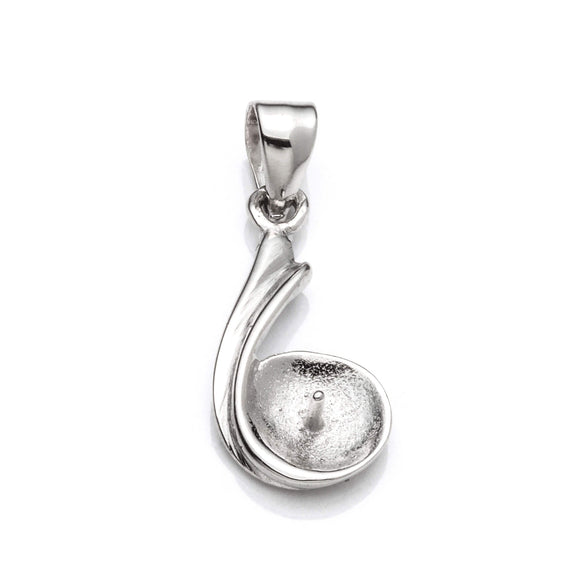 Pendant with Cup and Peg Mounting and Bail in Sterling Silver 5mm