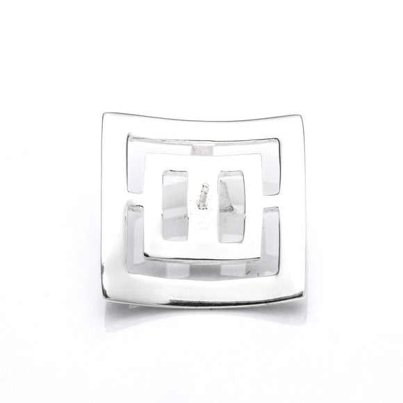 Square Pendant with Peg Mounting in Sterling Silver 7mm