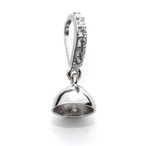 Pendant with Cubic Zirconia Inlays and Cup and Peg Mounting and Bail in Sterling Silver 5mm