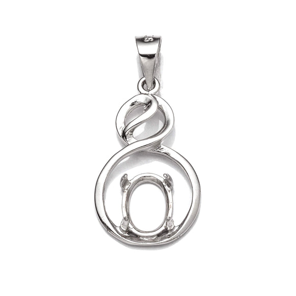 Figure 8 Pendant with Oval Mounting and Bail in Sterling Silver 6x8mm