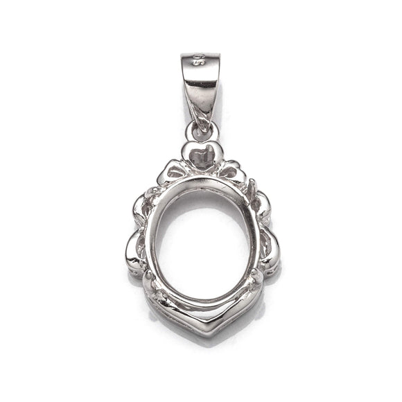 Pendant with Oval Mounting and Bail in Sterling Silver 9x11mm