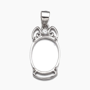 Figure 8 Pendant with Oval Mounting and Bail in Sterling Silver 6x8mm