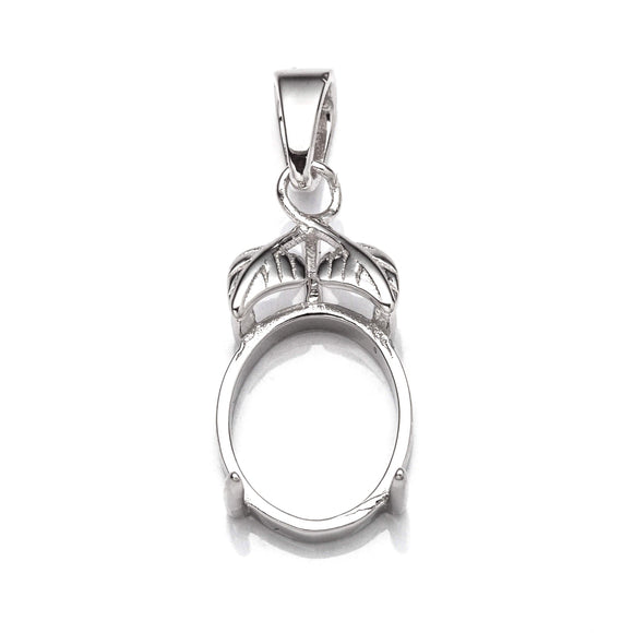 Oval Pendant with Oval Mounting and Bail in Sterling Silver 8x10mm