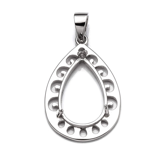 Pear Pendant with Pear Mounting and Bail in Sterling Silver 9x14mm