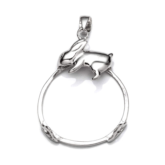 Rabbit Pendant Setting with Oval Shape Prongs Mounting including Bail in Sterling Silver 19x20mm