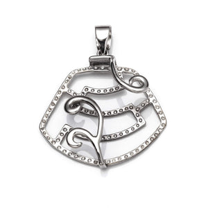 Unique Shape Pendant with Unique Shape Bezel Mounting and Bail in Sterling Silver 20x26mm