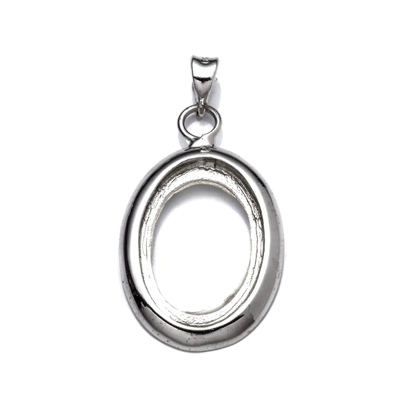 Oval Pendant with Oval Bezel Mounting and Bail in Sterling Silver 12x18mm