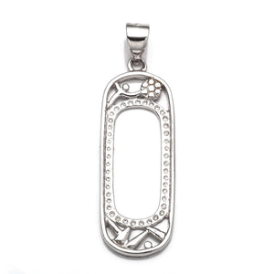 Rectangular Pendant with Rectangular Bezel Mounting and Bail in Sterling Silver 10x20mm