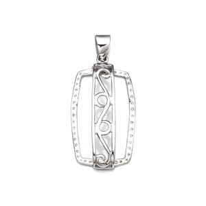 Rectangular Pendant with Rectangular Bezel Mounting and Bail in Sterling Silver 15x24mm