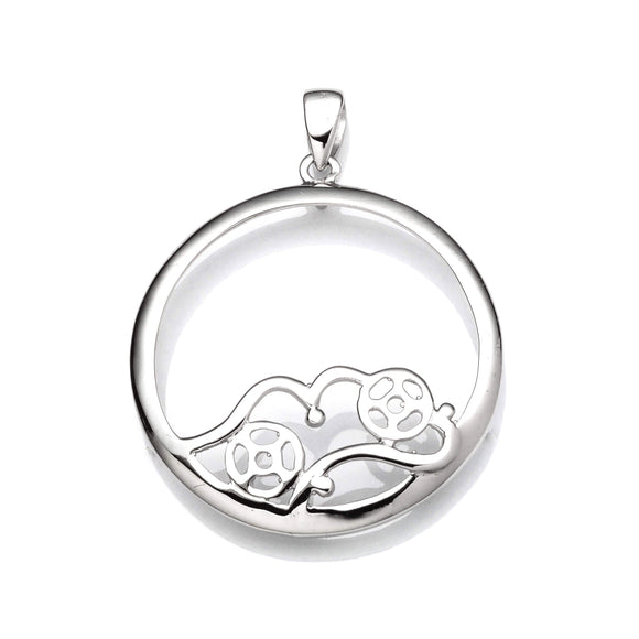 Round Pendant with Round Bezel Mounting and Bail in Sterling Silver 32mm