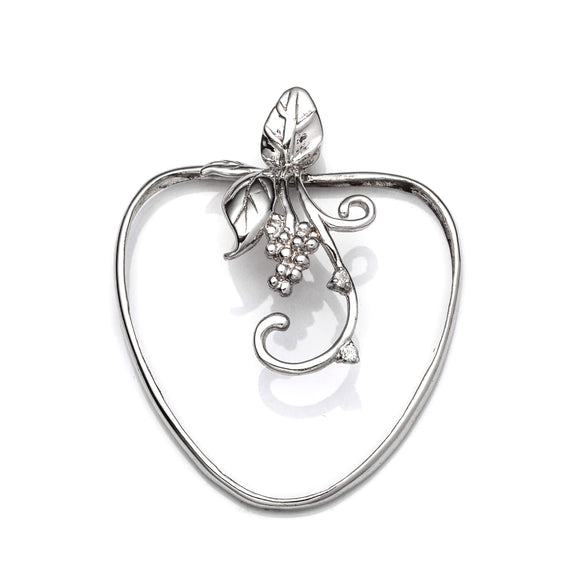 Heart Pendant with Heart Shape Bezel Mounting in Sterling Silver 32x35mm