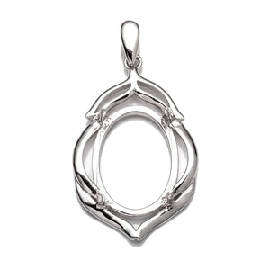 Pear Pendant with Oval Mounting and Bail in Sterling Silver 13x18mm