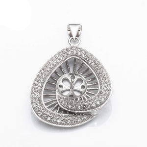 Pendant with Cubic Zirconia Inlays and Cup and Peg Mounting and Bail in Sterling Silver 7mm