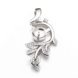 Pendant with Cubic Zirconia Inlays and Cup and Peg Mounting in Sterling Silver 7mm