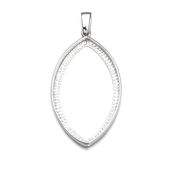 Marquise Pendant with Marquise Shape Bezel Mounting and Bail in Sterling Silver 23x40mm