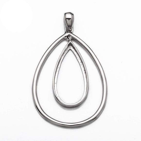 Pear Pendant with Pear Shape Bezel Mounting and Bail in Sterling Silver for 11x22mm Stones