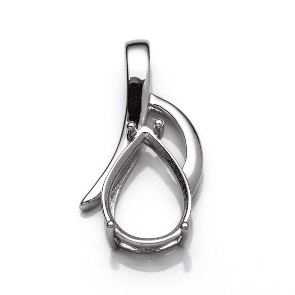 Pendant with Pear Shape Mounting in Sterling Silver 10x14mm