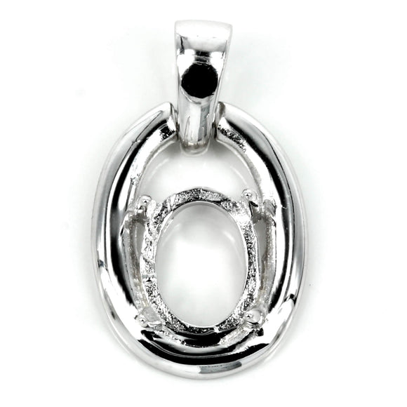 Oval pendant with soldered bail in sterling silver for 6x8mm Stones