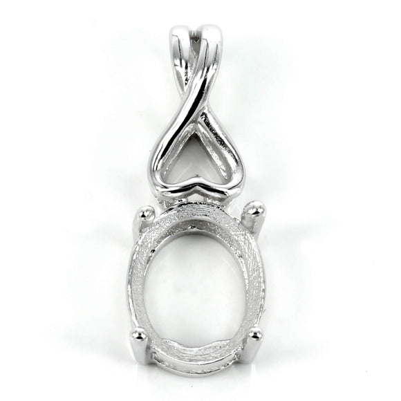 Oval basket-style pendant with incorporated bail in sterling silver 8.2x21mm