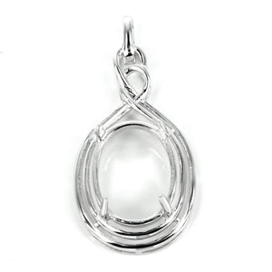 Celtic inspired oval pendant with incorporated bail in sterling silver 17x35mm