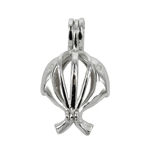 Dolphins Cage Pendant with Incorporated Bail in Sterling Silver 8mm