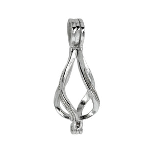 Spiral Pear Shape Cage Pendant with Incorporated Bail in Sterling Silver 8mm