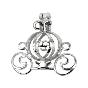 Pumpkin Carriage Cage Pendant with Incorporated Bail in Sterling Silver 8mm