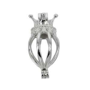 Crowned Pear Shaped Cage Pendant with Incorporated Bail in Sterling Silver 8mm