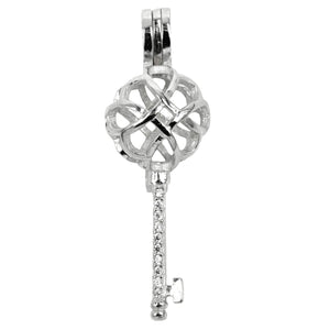 Celtic Key Cage Pendant with Incorporated Bail in Sterling Silver 10mm