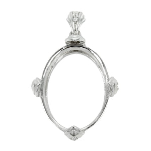 Classic Oval Pendant with Chevron Style Prongs with Soldered Loop and Bail in Sterling Silver 15x20mm