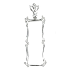 Rectangle Pendant Set with Cubic Zirconias and Soldered Loop and Bail in Sterling Silver 10x25mm