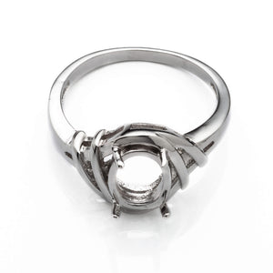 Binding Ring with Oval Prongs Mounting in Sterling Silver 7x9mm