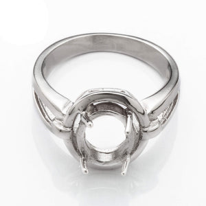 Tapered Ring with Oval Prongs Mounting in Sterling Silver 8x10mm