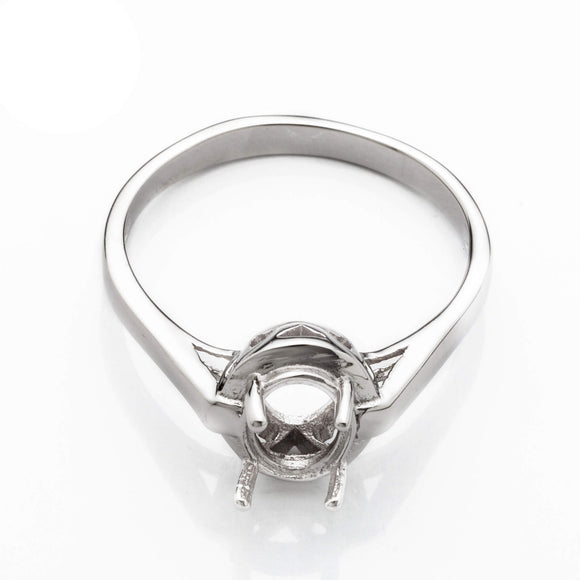 Hook Ring with Oval Prongs Mounting in Sterling Silver 6x8mm