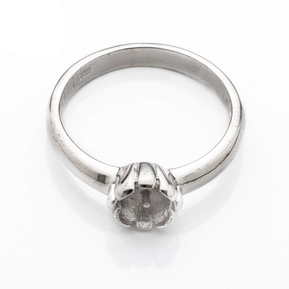 Ring with Cup and Peg Mounting in Sterling Silver 3x3mm