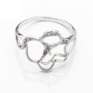 Split Shank Swirls Ring Pearl Setting with CZ's and Round Cup & Peg Mounting in Sterling Silver 9mm