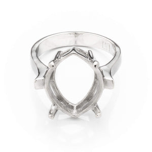 Ring with Marquise Mounting in Sterling Silver for 13x17mm Stones