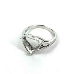 Heart Ring with Heart Prongs Mounting in Sterling Silver 8x9mm