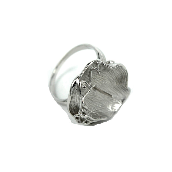 Swirl and Textured Ring with Cup and Peg Mounting in Sterling Silver 14mm