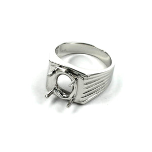 Tapered Square Ring with Oval Prongs Mounting in Sterling Silver 10x12mm