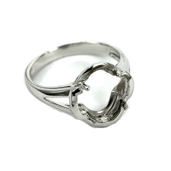 Unique Shape Ring with Cross-Like Mounting in Sterling Silver 11x11mm