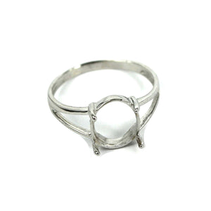 Tapered Ring with Oval Prongs Mounting in Sterling Silver 8x9.5mm