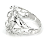 Filigree Style Ring Setting with Oval Bezel Mounting in Sterling Silver 13x15mm