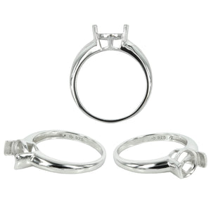 Tall Tab Ring with Tapered Band in Sterling Silver for 9mm Round Stones