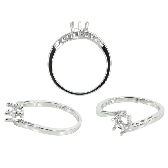 Truss Band 6-Prong Basket Ring in Sterling Silver for 5mm Round Stones