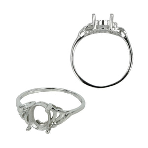 Flourishes Split-Shank Ring in Sterling Silver for 6x8mm Oval Stones