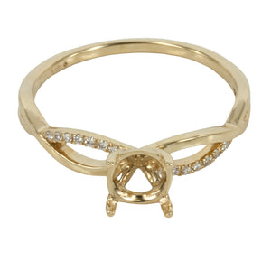 14K Gold Intertwined Split-Shank Ring with Diamond Accents for 6mm Round Stones