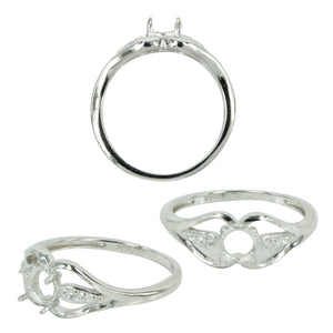 Wide Split Shank Ring in Sterling Silver for 5mm Round Stones