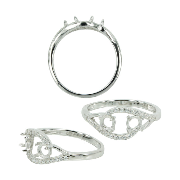 Dual Setting Ring with CZ's in Sterling Silver for 4mm Round Stones